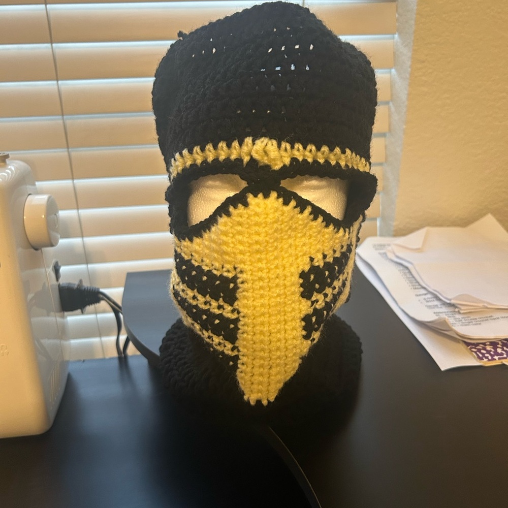Black and Yellow Crochet Face Mask